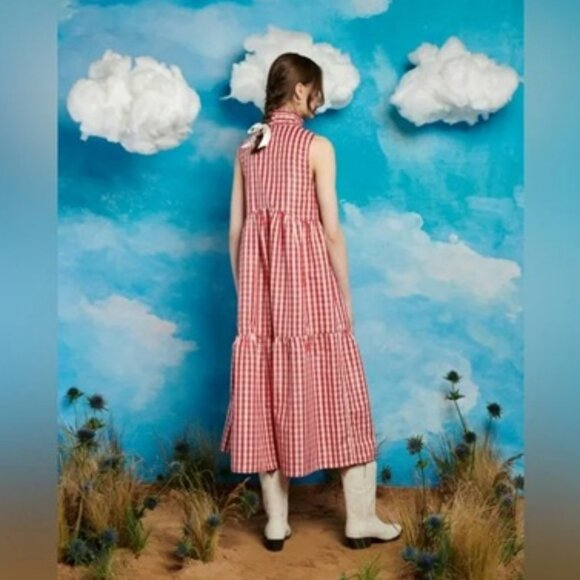 Sister Jane Stables Gingham Bow Midi Dress Sz S - Picture 3 of 17